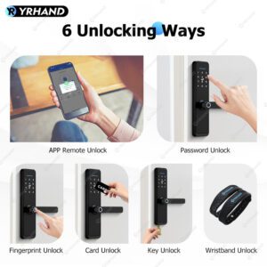 YRHAND New Ttlock Wifi Electronic Smart Door Lock With Biometric Fingerprint For Home or Hotel